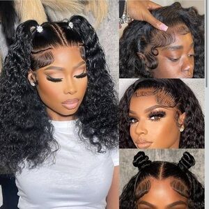 12” Luxurious Black Human Curly Lace Front Wig